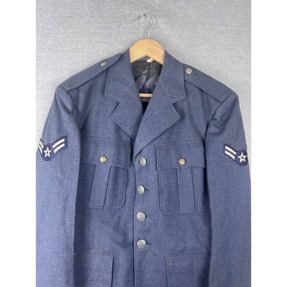 Vintage Vietnam Era US Army Air Force Blue Button Front Wool Jacket Mens Sz 39 R